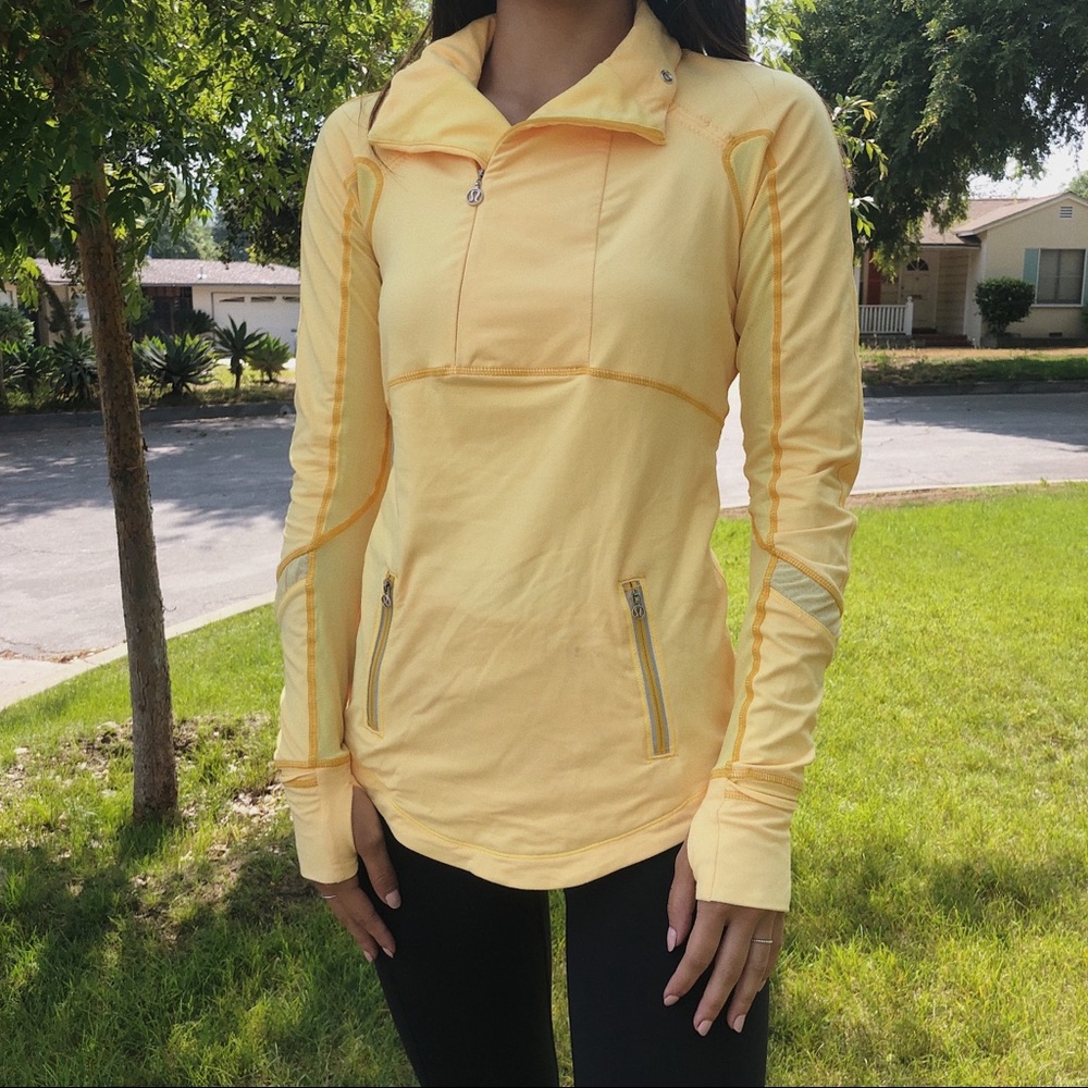 lululemon yellow half-zip running jacket